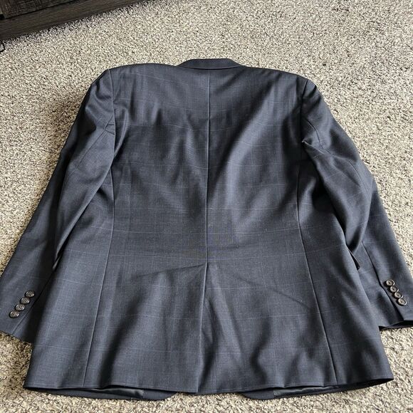 Ralph Lauren Men 44R Blazer Sport Coat Wool Navy Blue 2 Button Jacket Check READ - Picture 2 of 8